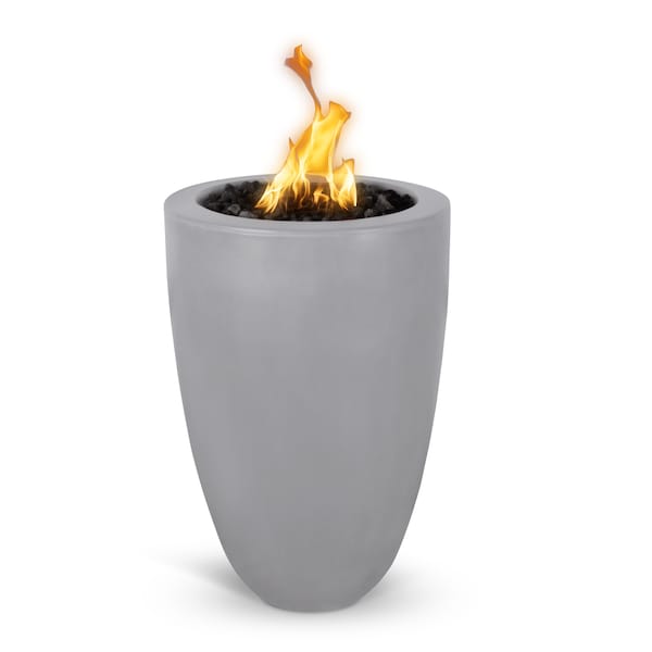 The Outdoor Plus 22 Round Castillo Fire Pillar, GFRC Concrete, Natural Gray, Liquid Propane - OPT-CSTO22ADE12V-NGY-LP