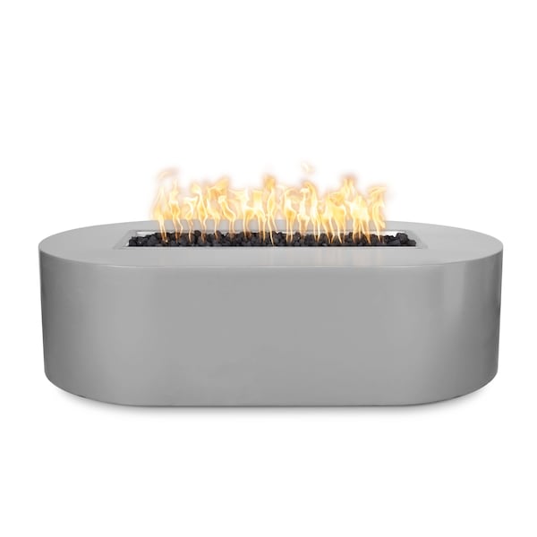 The Outdoor Plus 48 Rectangular Bispo Fire Pit, Powder Coated Metal, Pewter, Match Lit with Flame Sense, Liquid Propane - OPT-BSPPC48FSML-PEW-LP