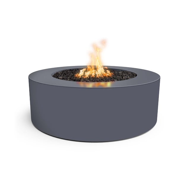The Outdoor Plus 60 Round Unity Fire Pit - Powder Coated Metal - Gray - Match Lit with Flame Sense - Liquid Propane - OPT-UNYPC60FSML-GRY-LP