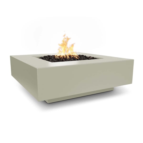 The Outdoor Plus 48 Square Cabo Fire Pit - GFRC Concrete - Ash - Spark Ignition with Flame Sense - Natural Gas - OPT-CBSQ48FSEN-ASH-NG