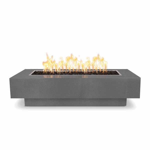 The Outdoor Plus 72 Rectangular Coronado Fire Pit, Powder Coated Metal, Match Lit w/Flame Sense, Liq. Propane - OPT-CORPC72FSML-SLV-LP
