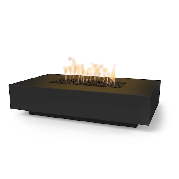 The Outdoor Plus 66 Rectangular Cabo Fire Pit, GFRC Concrete, Black, Low Voltage Electronic Ignition, Liquid Propane - OPT-CBLN66E12V-BLK-LP