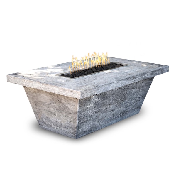 The Outdoor Plus 72 Rectangular Carson Fire Table - Wood Grain GFRC Concrete - Ivory - Match Lit - Liquid Propane - OPT-CRS7236LW-IVY-LP