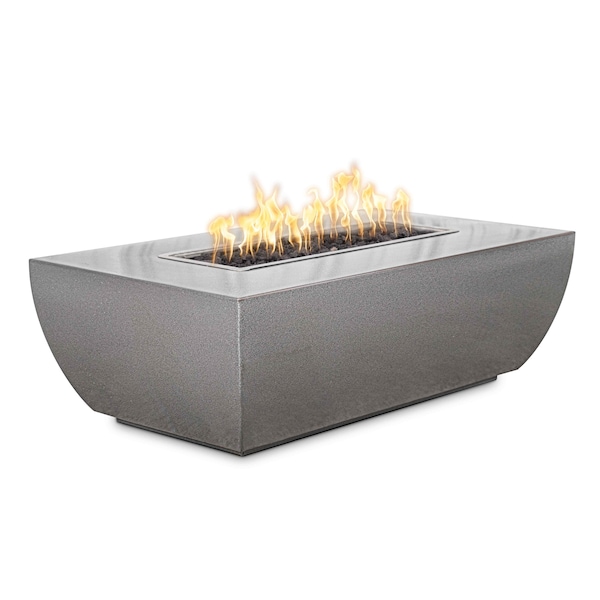 The Outdoor Plus 48 Rectangular Avalon Fire Pit, Powder Coated Metal, Gray, Match Lit with Flame Sense, Natural Gas - OPT-AVLPC4815FSML-GRY-NG