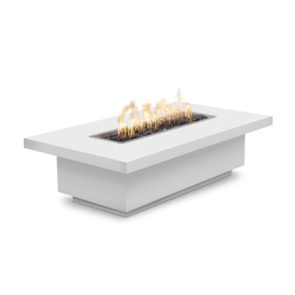 The Outdoor Plus 60 Rectangular Fremont Fire Table, Powder Coated Metal, Spark Ignition w/Flame Sense, Liq. Propane - OPT-FRMPC6024FSEN-WHT-LP