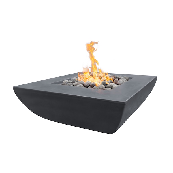 The Outdoor Plus 42 Square Avalon Fire Pit - GFRC Concrete - Gray - Low Voltage Electronic Ignition - Liquid Propane - OPT-AVWLFP4242E12V-GRY-LP