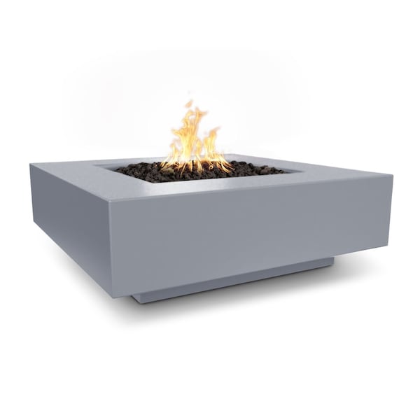 The Outdoor Plus 48 Square Cabo Fire Pit - GFRC Concrete - Gray - Low Voltage Electronic Ignition - Liquid Propane - OPT-CBSQ48E12V-GRY-LP