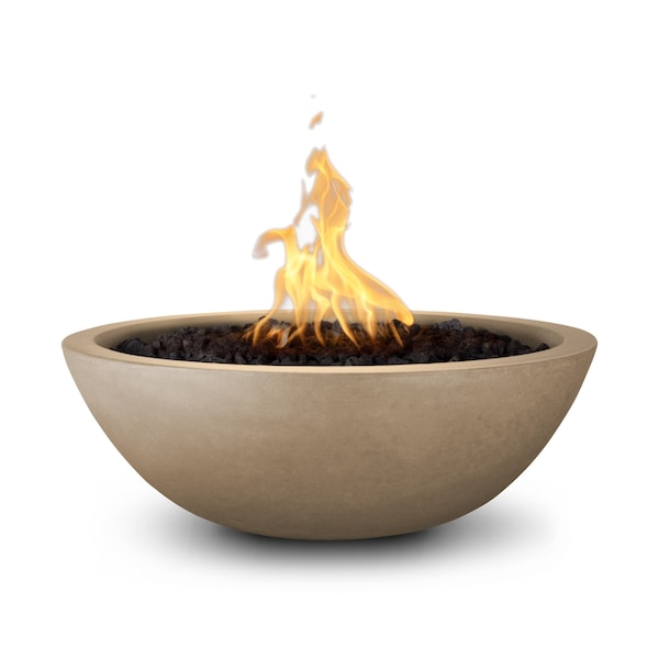 The Outdoor Plus 27 Round Sedona Fire Bowl - GFRC Concrete - Brown - Match Lit - Liquid Propane - OPT-27RFO-BRN-LP