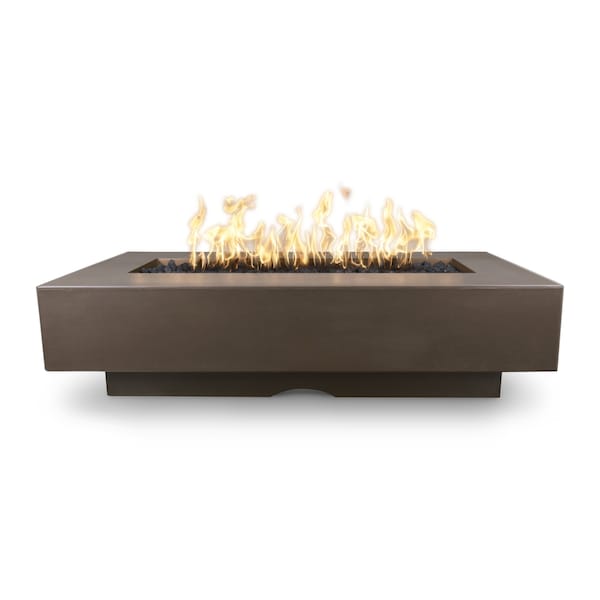The Outdoor Plus 96 Rectangular Del Mar Fire Pit, GFRC Concrete, Chocolate, Low Voltage Electronic Ignition, Natural Gas - OPT-DEL9628E12V-CHC-NG