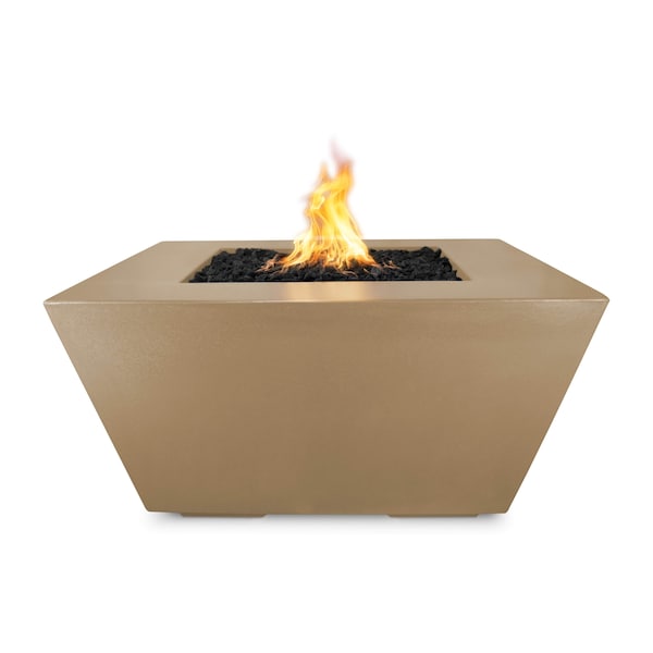 The Outdoor Plus 50 Square Redan Fire Pit - GFRC Concrete - Brown - Low Voltage Electronic Ignition - Natural Gas - OPT-RDN50E12V-BRN-NG