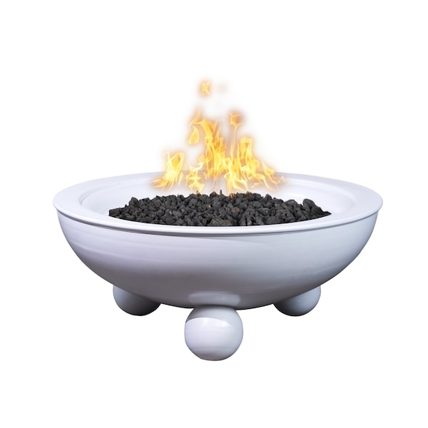 The Outdoor Plus 36 Round Sedona Fire Bowl, Powder Coated Metal, Silver Vein, Match Lit with Flame Sense, Liquid Propane - OPT-36RPCRLFOFSML-SLV-LP