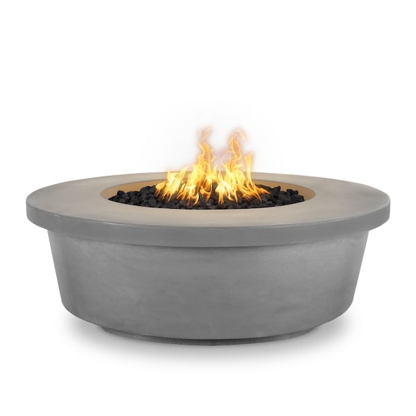 The Outdoor Plus 48 Round Tempe Fire Pit, GFRC Concrete, Natural Gray, Low Voltage Electronic Ignition, Liquid Propane - OPT-TEM48E12V-NGY-LP