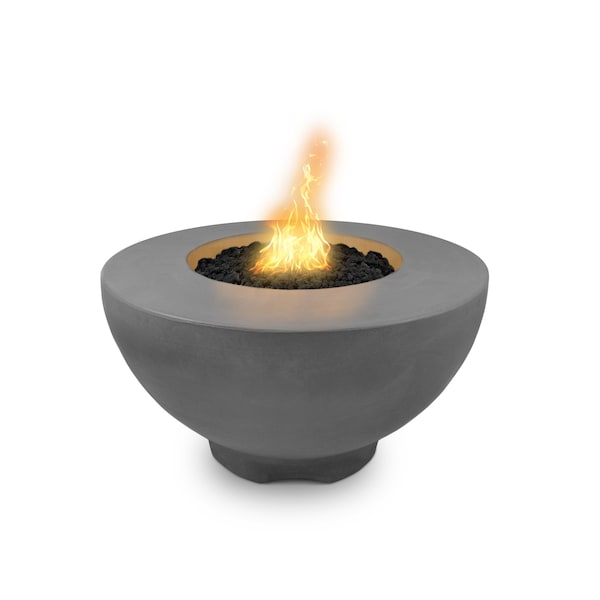 The Outdoor Plus 37 Round Sienna Fire Pit, GFRC Concrete, Natural Gray, Plug & Play Electronic Ignition, Liquid Propane - OPT-RF37EKIT-NGY-LP