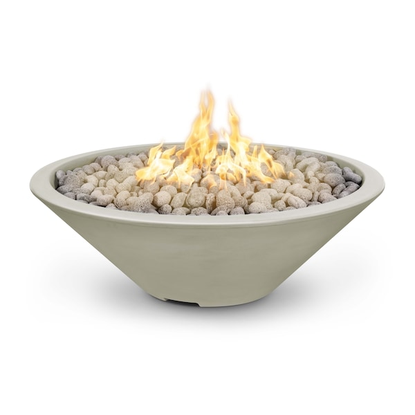 The Outdoor Plus 60 Round Cazo Fire Pit - GFRC Concrete - Ash - Match Lit with Flame Sense - Natural Gas - OPT-CZNL60FSML-ASH-NG