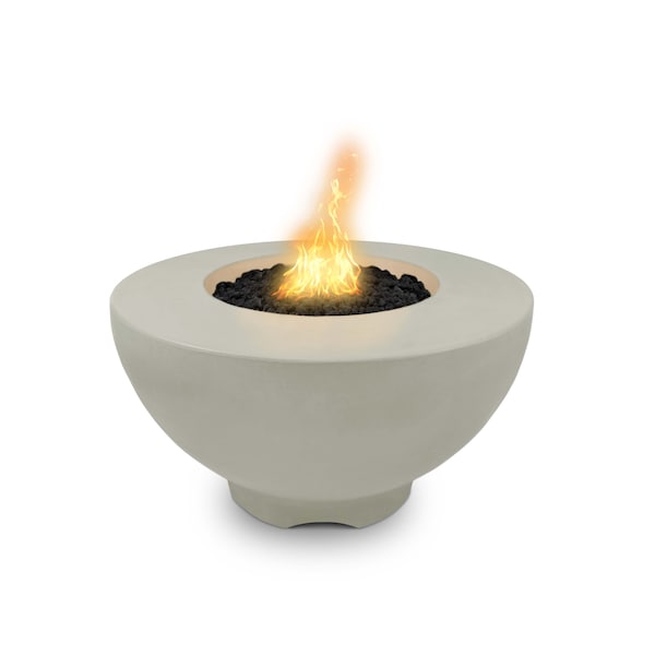The Outdoor Plus 37 Round Sienna Fire Pit - GFRC Concrete - Ash - Plug & Play Electronic Ignition - Liquid Propane - OPT-RF37EKIT-ASH-LP