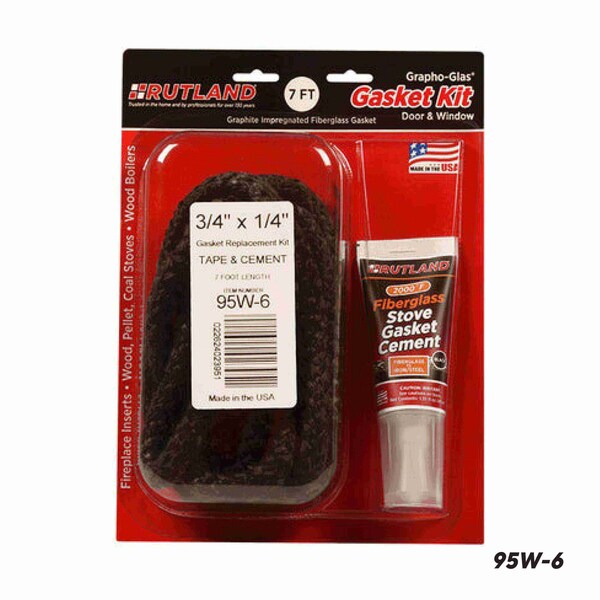 Rutland Grapho-Glas Stove Gasket Kit, 3/4in x 1/4in x 7' Tape - 95W-6