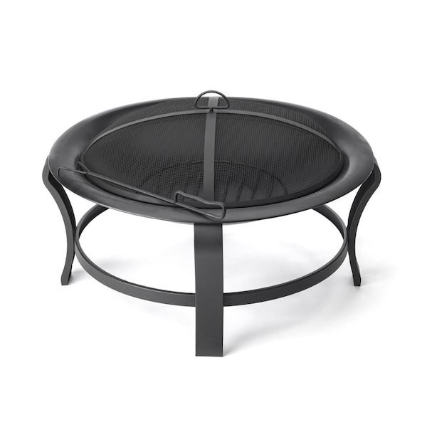 Pipers Pit Black Steel Round Wood Burning Fire Pit - PI3106438