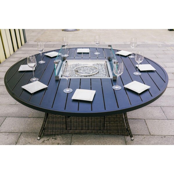 Pipers Pit 324.91 x 27.56 x 72.93 in. Round Outdoor Gas Fir Pit Table with Chairs, Brown - PI3640566