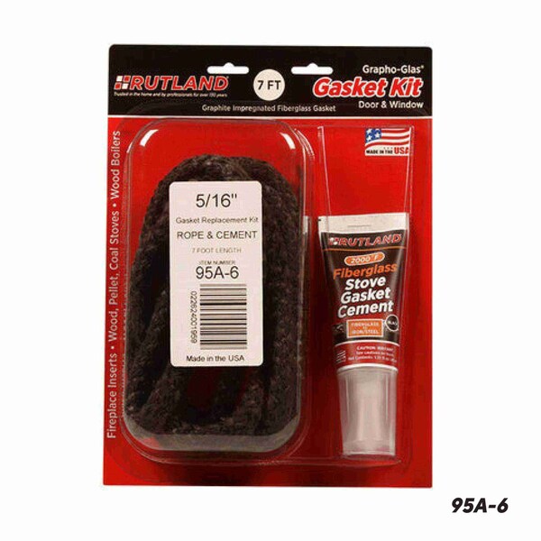 Rutland Grapho-Glas Stove Gasket Kit, 5/16in x 7' Rope - 95A-6