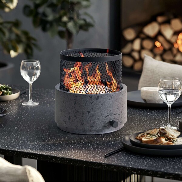 Sunjoy 11.81 in Tabletop Propane Fire Pit, Smokeless with Stainless Burner, Outdoor Use - A302022020