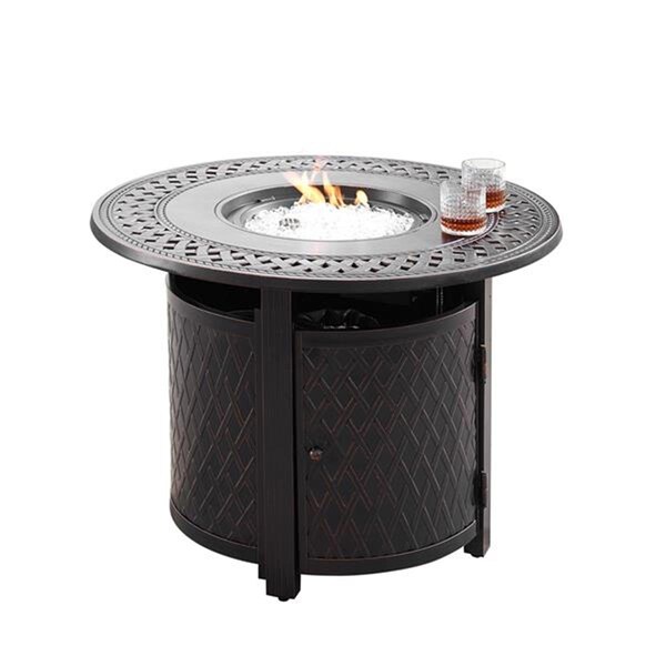 Oakland Living Oakland Living  34 in. Aluminum Outdoor Round Propane Fire Table, Antique Copper - RITZ-FPT-AC