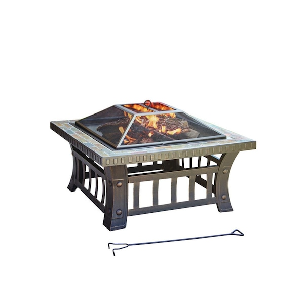 Gan Eden Steel Square Wood Fire Pit - 20 x 30 x 30 in. - GA2514237