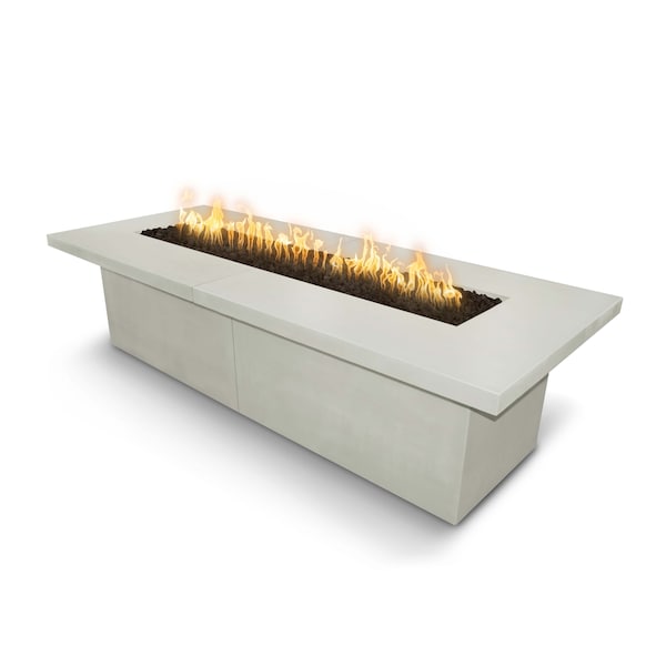 The Outdoor Plus 120 Rectangular Newport Fire Table, GFRC Concrete, Ash, Plug & Play Electronic Ignition, Natural Gas - OPT-NPTT120EKIT-ASH-NG