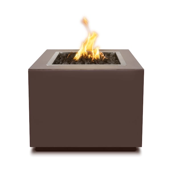 The Outdoor Plus 30 Square Forma Fire Pit, Powder Coated Metal, Java, Spark Ignition with Flame Sense, Liquid Propane - OPT-30PCSQFSEN-JAV-LP