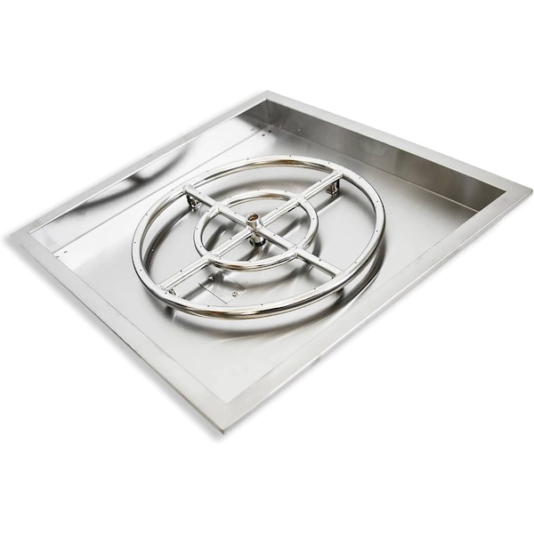 Bluegrass Living 24in Stainless Steel Square Drop-In Fire Pit Burner - BFP24SK