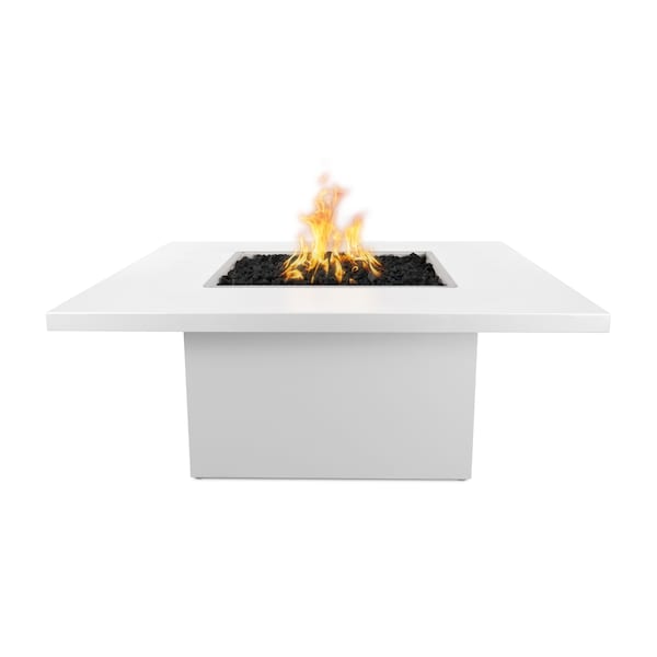 The Outdoor Plus 60 Square Bella Fire Table, Powder Coated Metal, White, Plug & Play Electronic Ignition, Natural Gas - OPT-BELPC60EKIT-WHT-NG
