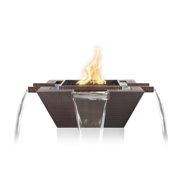 The Outdoor Plus 36 Square Maya Fire & Water Bowl - Copper - Match Lit - Liquid Propane - OPT-36FW4W-LP