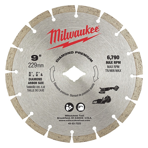 Milwaukee Tool 9 in. Diamond Premium Segmented Masonry and Concrete Cutting Blade - 49-93-7025