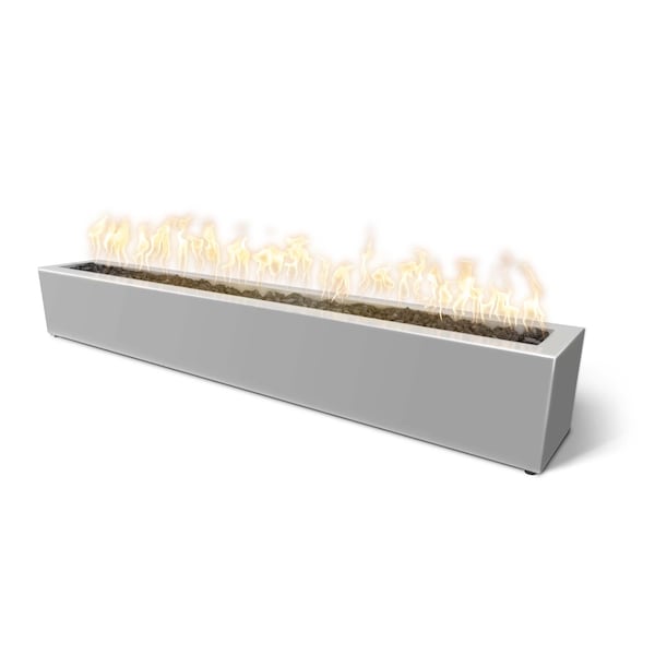 The Outdoor Plus 72 Rectangular Eaves Fire Pit - Powder Coated Metal - Pewter - Natural Gas - OPT-LBTPC72-PEW-NG