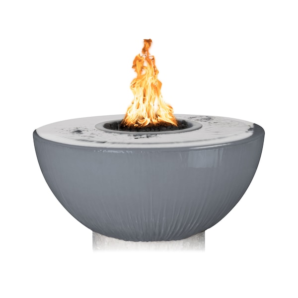 The Outdoor Plus 38 Round Sedona Fire & Water Bowl - GFRC Concrete - Gray - Match Lit - Natural Gas - OPT-38FW360-GRY-NG