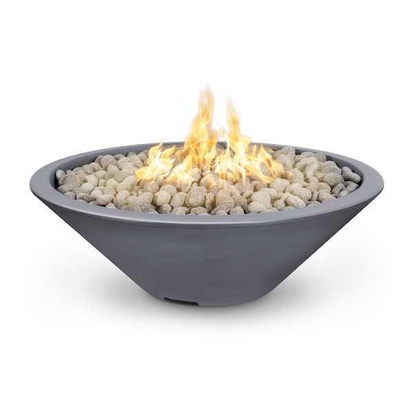 The Outdoor Plus 60 Round Cazo Fire Pit, Powder Coated Metal, Gray, Low Voltage Electronic Ignition, Liquid Propane - OPT-CZNLPC60E12V-GRY-LP