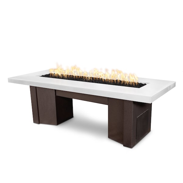 The Outdoor Plus 60 Alameda Fire Table Smooth Concrete, White Limestone Concrete Top, Liq. Propane - OPT-ALMGFRC60FSEN-LIM-JAV-LP
