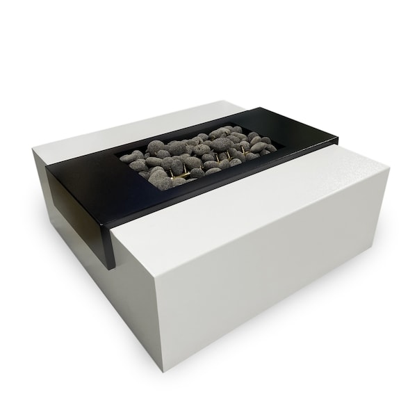 The Outdoor Plus 60 Square Gallaway Fire Pit - Powder Coated Metal - Plug & Play Electronic Ignition - Natural Gas - OPT-GALPC60-BWCEKIT-NG