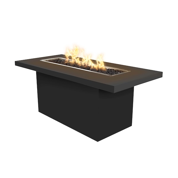 The Outdoor Plus 48 Rectangular Bella Fire Table, Powder Coated Metal, Black, Natural Gas - OPT-BELLPC4830E12V-BLK-NG