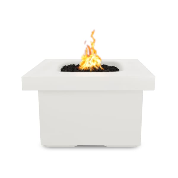 The Outdoor Plus 36 Square Ramona Fire Table - GFRC Concrete - White - Match Lit with Flame Sense - Natural Gas - OPT-RMNSQ36FSML-LIM-NG