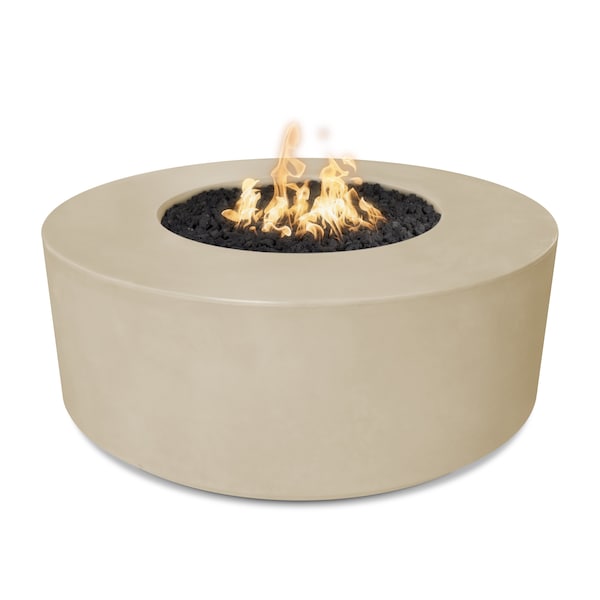 The Outdoor Plus 54 Round Florence Fire Pit, GFRC Concrete, Vanilla, Plug & Play Electronic Ignition, Liquid Propane - OPT-FL54EKIT-VAN-LP