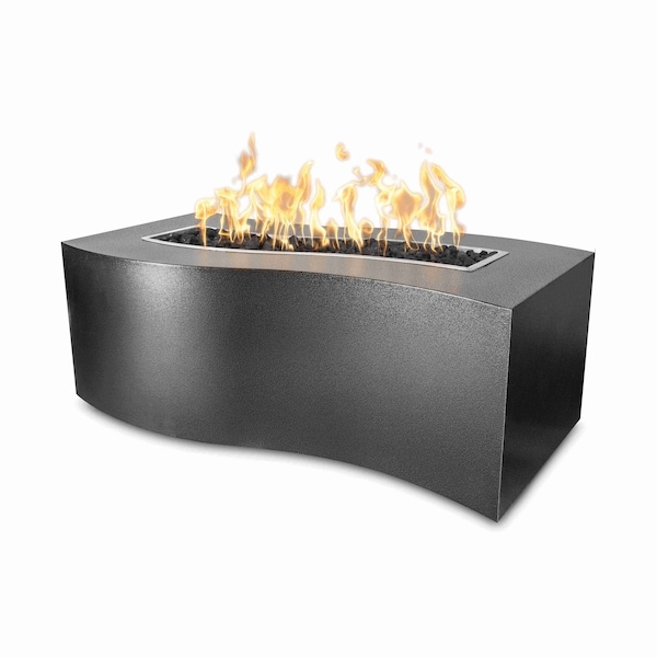 The Outdoor Plus 60 Rectangular Billow Fire Pit, Powder Coated Metal, Silver Vein, Match Lit w/Flame Sense, Liq. Propane - OPT-BLWPC60FSML-SLV-LP
