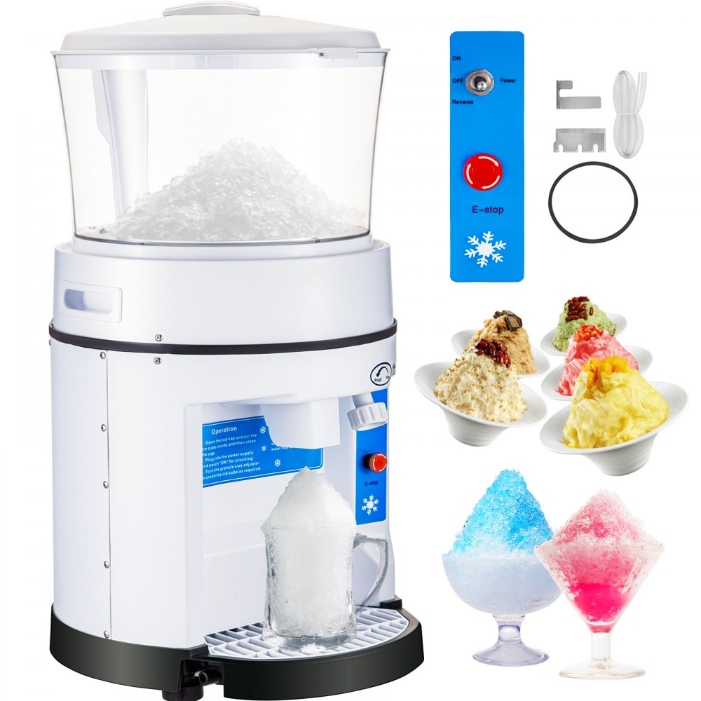 VEVOR 110V Commercial Ice Shaver Crusher 1100LBS/H with 17.6 LBS Hopper, 350W Tabletop Electric Snow Cone Maker 320 RPM Rotate Speed Perfect For Parties Events Snack Bar - PBJBY-56800000001V1