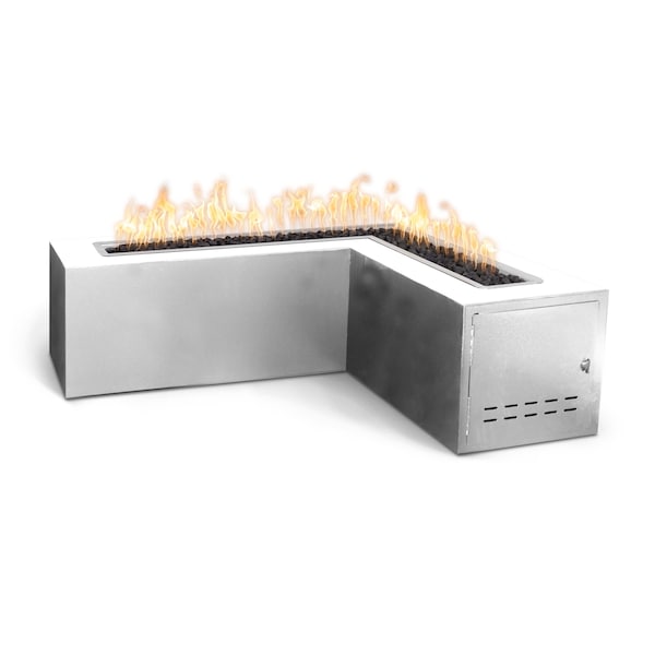 The Outdoor Plus 72 L-Shaped Whitney Fire Table, Powder Coated Metal, White, Liquid Propane - OPT-WHTPC72E12V-WHT-LP