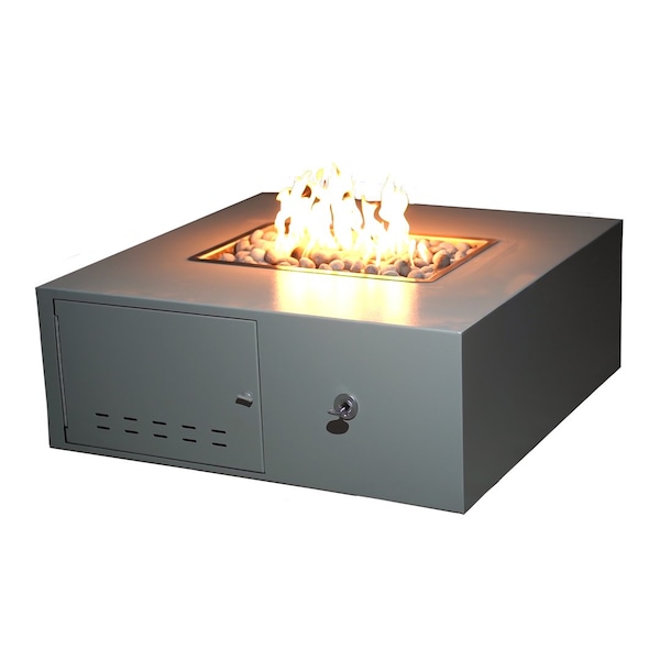 The Outdoor Plus 42 Square Gallaway Fire Pit - Stainless Steel - Match Lit - Liquid Propane - OPT-GALSS42-LP