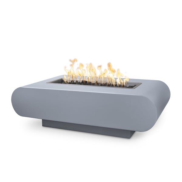 The Outdoor Plus 84 Rectangular La Jolla Fire Pit, Powder Coated Metal, Gray, Match Lit with Flame Sense, Natural Gas - OPT-LAJPC84FSML-GRY-NG