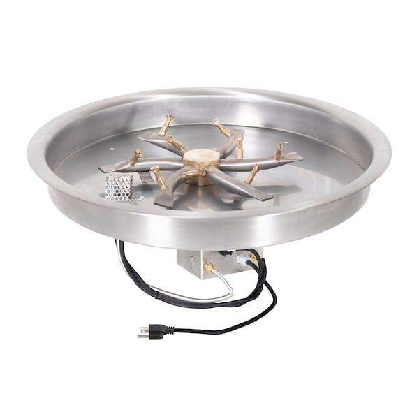 The Outdoor Plus 25 Round Drop-in Pan and 18 SS Triple 'S' Bullet Burner - Low Voltage Electronic Ignition - OPT-BP25RDSSE12