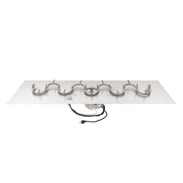 The Outdoor Plus 12x60 Rectangular Flat Pan and 6x48 SS Switchback Bullet Burner, Low Voltage Electronic Ignition - OPT-BFP1260SBSSE12