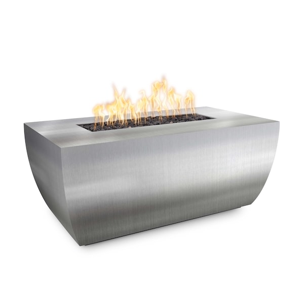 The Outdoor Plus 72 Rectangular Avalon Fire Pit - Stainless Steel - Low Voltage Electronic Ignition - Liquid Propane - OPT-AVLSS7224E12V-LP