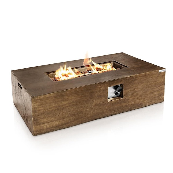 Serenelife Propane Gas Fire Pit Table - 50,000 BTU Square Gas Firepits with Cover for Outside - SLCNX76