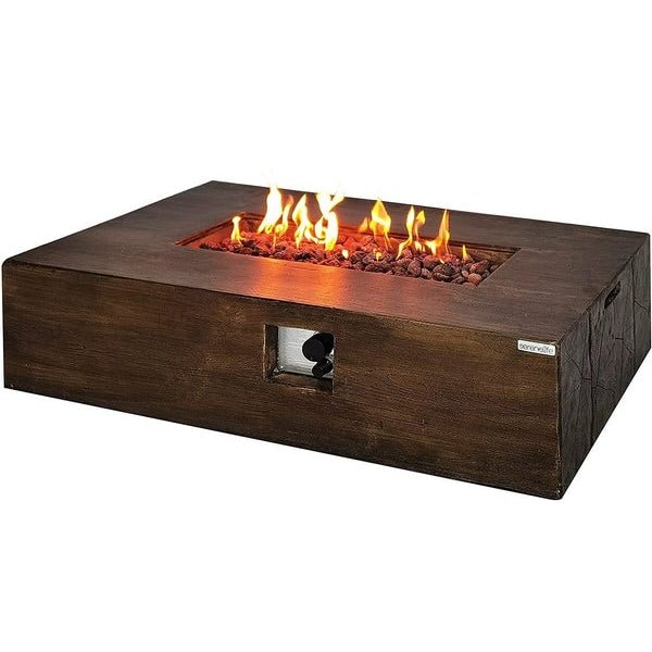 Serenelife Propane Gas Fire Pit Table - 50,000 BTU Square Gas Firepits with Cover for Outside - SLCNX76